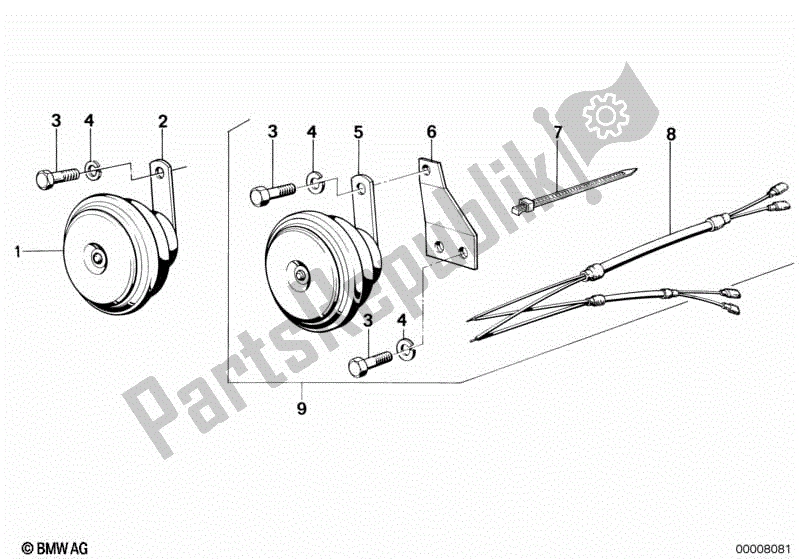 Toutes les pièces pour le Klaxon du BMW R 80 800 1984 - 1987