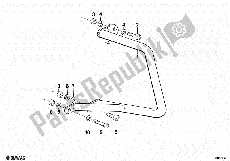 Todas las partes para Piezas De Montaje F Barra De Protección Trasera de BMW R 80 800 1984 - 1987