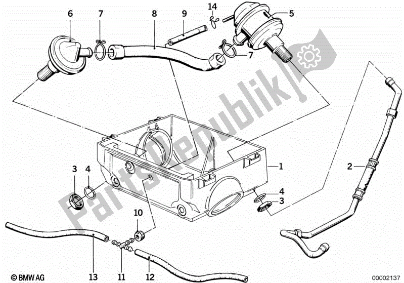 All parts for the Secondary Air System of the BMW R 80 RT 800 1984 - 1987