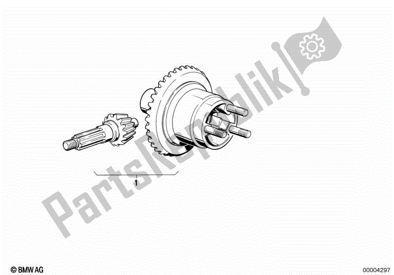 All parts for the Differential-crown Wheel Set of the BMW R 80 ST  2471 800 1982 - 1984