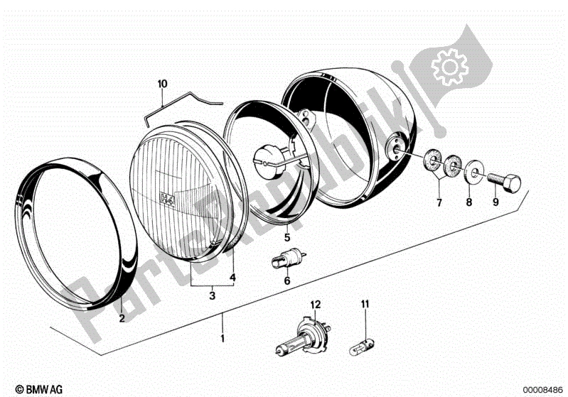 Wszystkie części do Reflektor BMW R 80 ST  2471 800 1982 - 1984