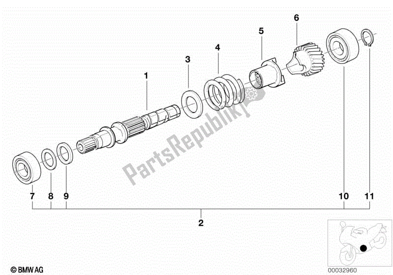 Toutes les pièces pour le Boîte De Vitesses à 5 Vitesses. Arbre D'entraînement M 93, M 94 du BMW R 850R 259 1995 - 1997