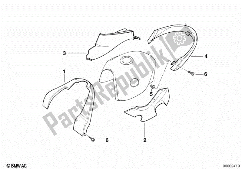 Alle onderdelen voor de Afdekking Brandstoftank van de BMW R 850R 259 1995 - 1997