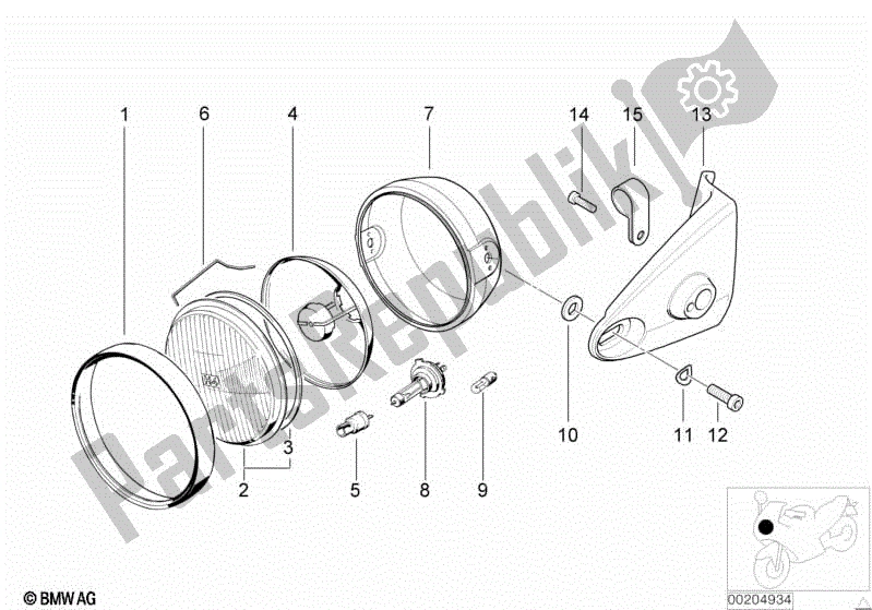 Todas las partes para Lifting De Soporte De Faro de BMW R 850R 259 1995 - 1997