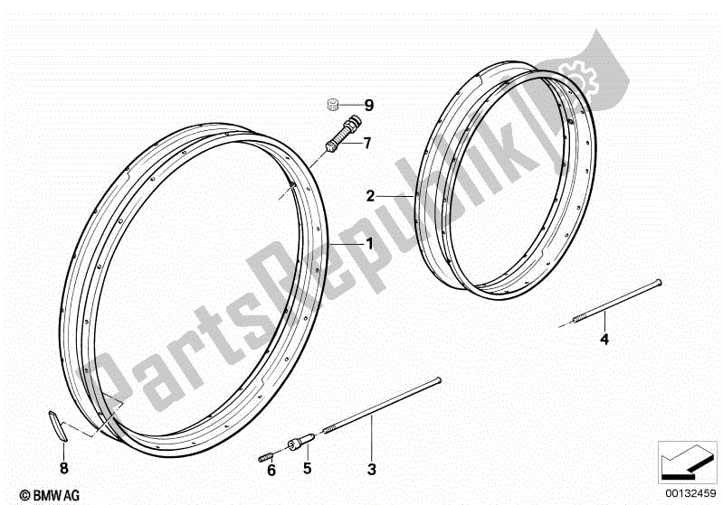 Toutes les pièces pour le Rayon Jante / Rayon du BMW R 850R 259 1995 - 1997