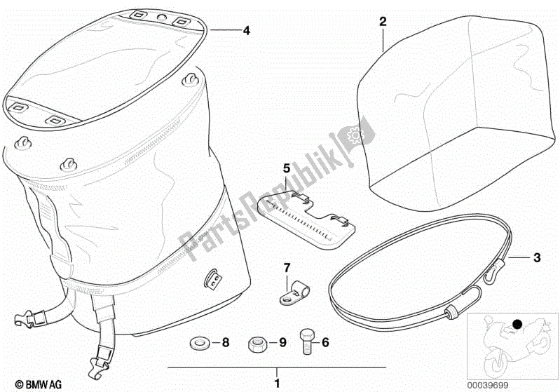 Toutes les pièces pour le Sacoche Débardeur 99 du BMW R 850R 259 1995 - 1997