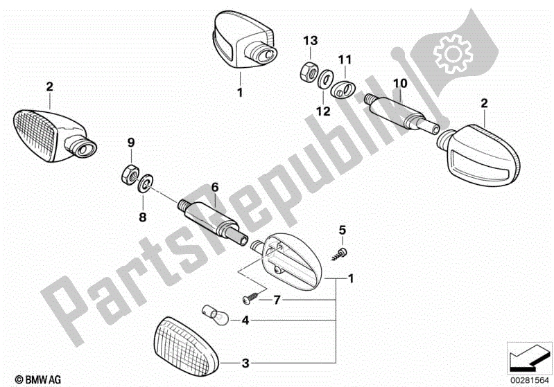 Toutes les pièces pour le Clignotants du BMW R 850R 259 1995 - 1997