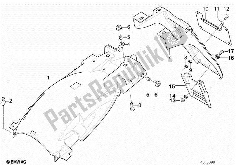 Tutte le parti per il Copriruota, Posteriore, Telaio Targa del BMW R 850R 259 1995 - 1997