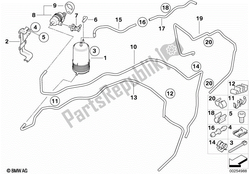 Todas las partes para Filtro De Carbón Activado / Ventilación De Combustible de BMW R 900 RT K 26 2005 - 2009