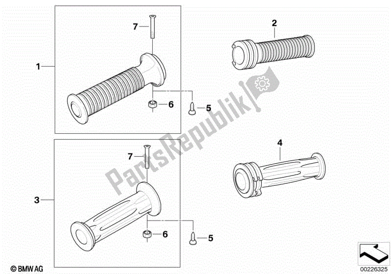 All parts for the Handlebar Grips Unheated of the BMW R 900 RT K 26 2005 - 2009