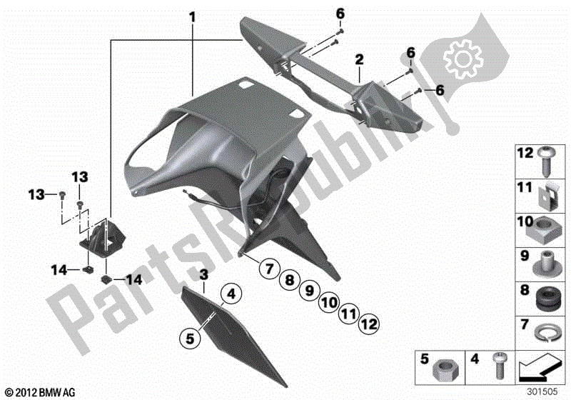 Todas las partes para Soporte De Placa De Matrícula / Bloqueo De Sillín de BMW R 900 RT K 26 2005 - 2009