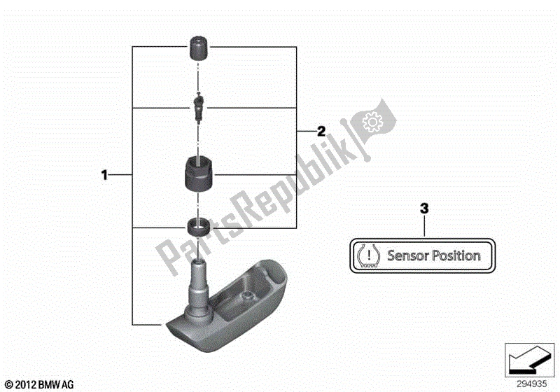 Alle onderdelen voor de Rdc Sensor Voor Achterwiel van de BMW R 900 RT K 26 2005 - 2009