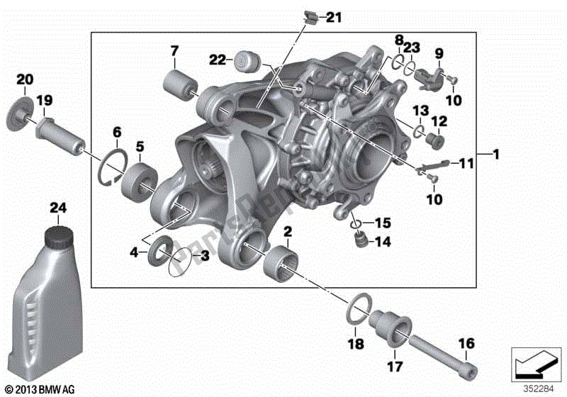 Alle onderdelen voor de Haakse Versnellingsbak Integraal Abs Gen. 2 van de BMW R 900 RT K 26 2005 - 2009