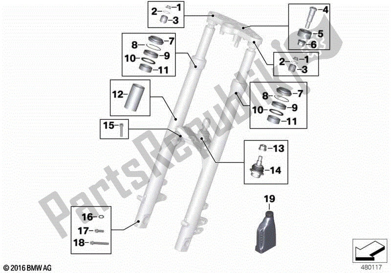 Todas las partes para Servicio De Horquillas Telescópicas de BMW R 900 RT K 26 2005 - 2009