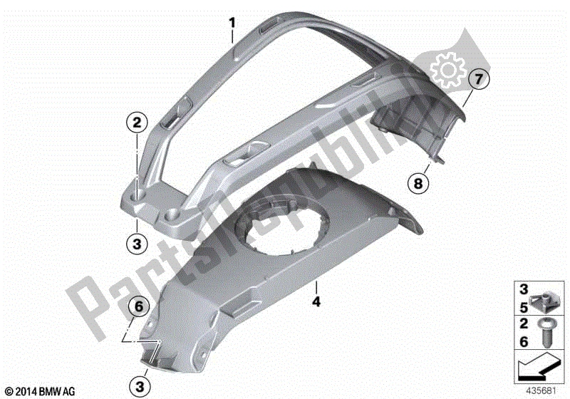 Alle onderdelen voor de Tankdeksel, Midden van de BMW R 900 RT K 26 2005 - 2009