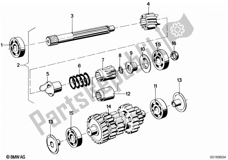 Todas las partes para Eje De Transmisión Y Eje Intermedio de BMW R 90S 900 1974 - 1976