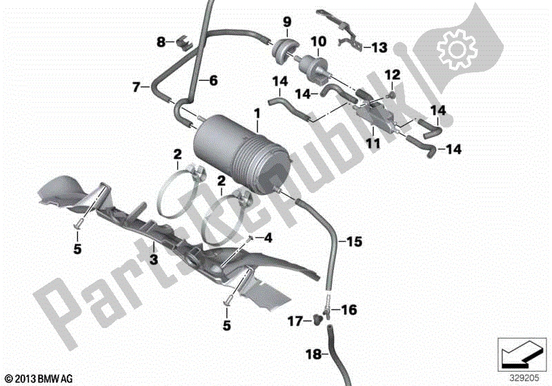 Alle onderdelen voor de Actief Koolfilter / Brandstofventilator van de BMW S 1000R K 47 2013 - 2016