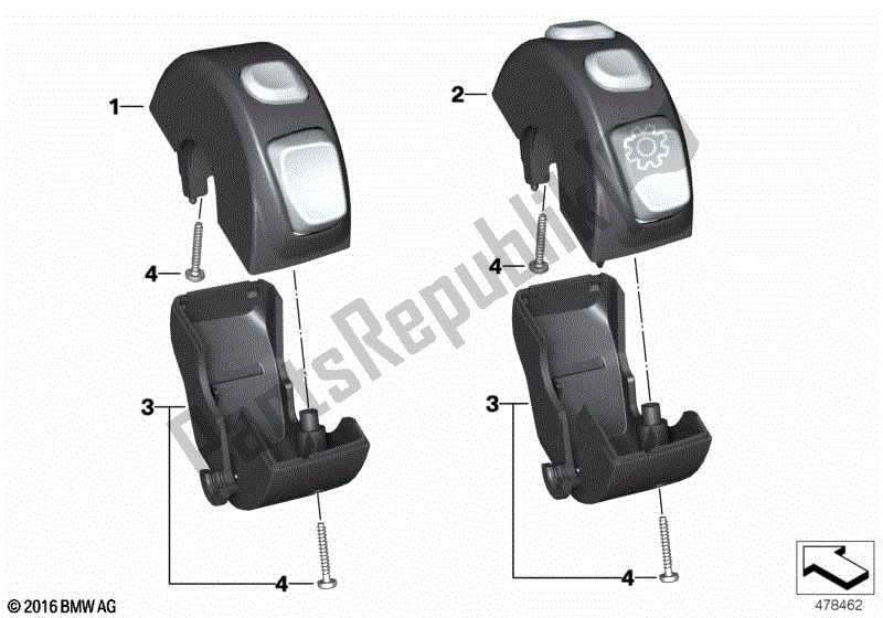 Todas las partes para Interruptor Combinado, Manillar, Derecho de BMW S 1000R K 47 2013 - 2016