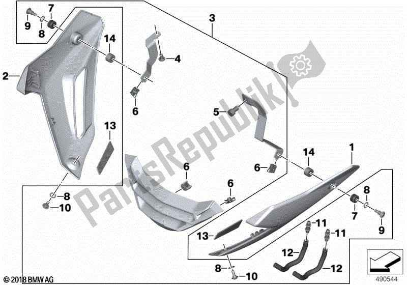 Alle onderdelen voor de Motorspoiler van de BMW S 1000R K 47 2013 - 2016