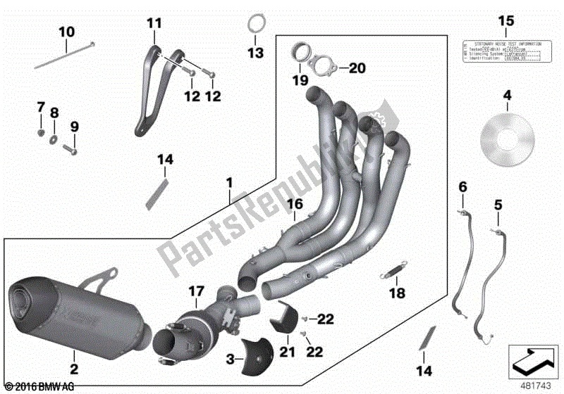 Todas as partes de Sistema De Escapamento De Titânio Hp do BMW S 1000R K 47 2013 - 2016