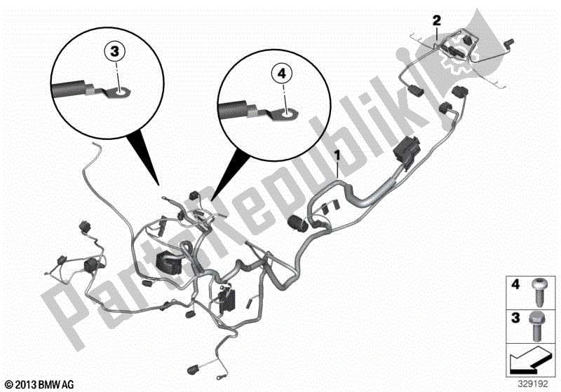 Alle onderdelen voor de Hoofdwr. Harnas / Achterste Wrng. Harnas van de BMW S 1000R K 47 2013 - 2016