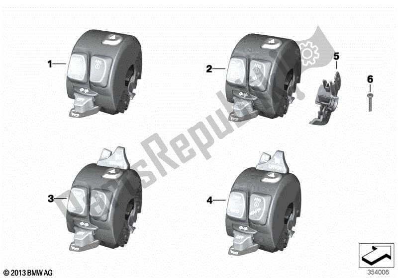 Todas las partes para Interruptor Multifunción, Manillar, Izquierda de BMW S 1000R K 47 2013 - 2016