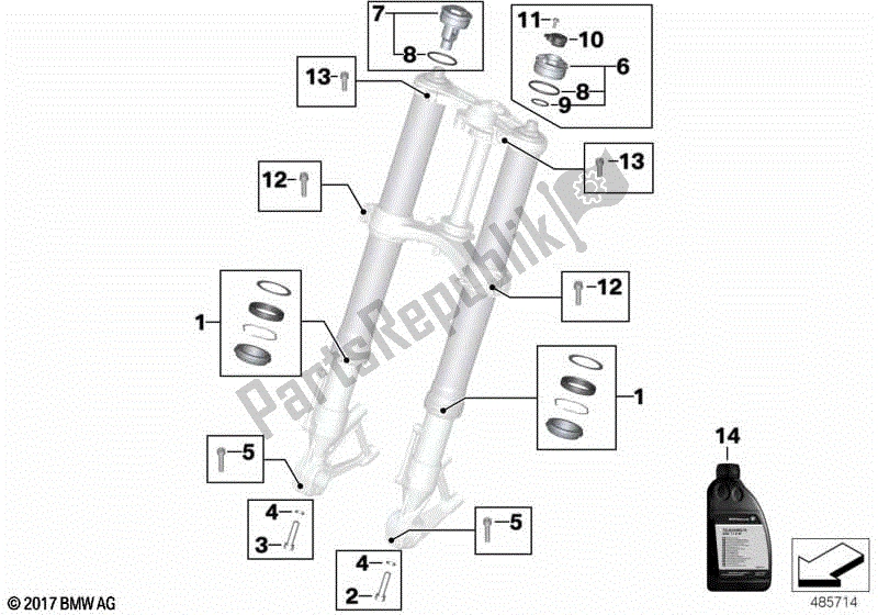 Todas las partes para Servicio De Horquillas Telescópicas de BMW S 1000R K 47 2013 - 2016