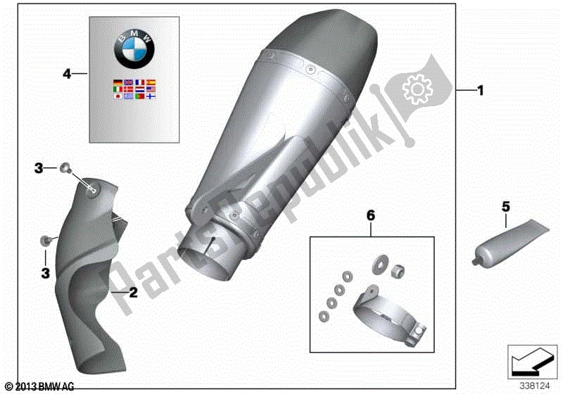 Alle onderdelen voor de Sport Uitlaat van de BMW S 1000R K 47 2013 - 2016
