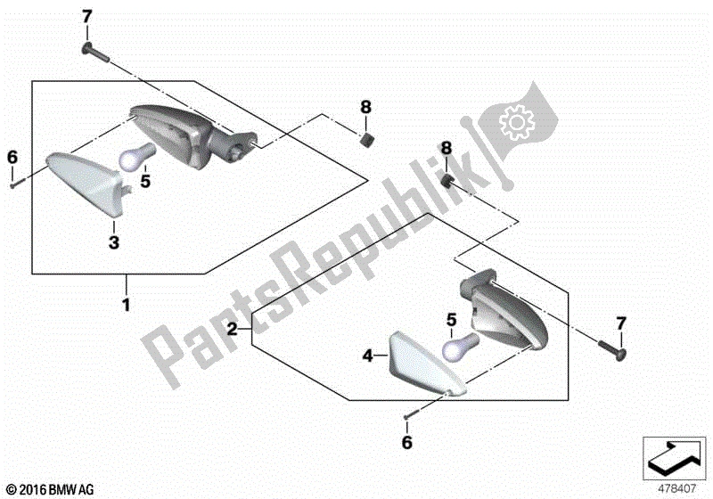 Todas las partes para Intermitentes, Traseros de BMW S 1000R K 47 2013 - 2016