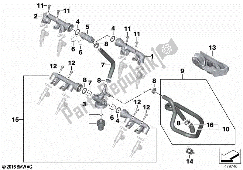 Alle onderdelen voor de Kleppen / Leidingen Van Brandstofinjectiesysteem van de BMW S 1000R K 47 2013 - 2016