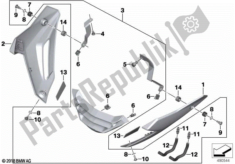 All parts for the Engine Spoiler of the BMW S 1000R K 47 2017 - 2020