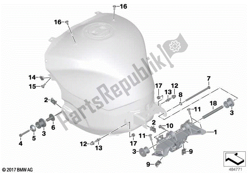 Todas las partes para Hardware De Montaje Del Tanque De Combustible de BMW S 1000R K 47 2017 - 2020