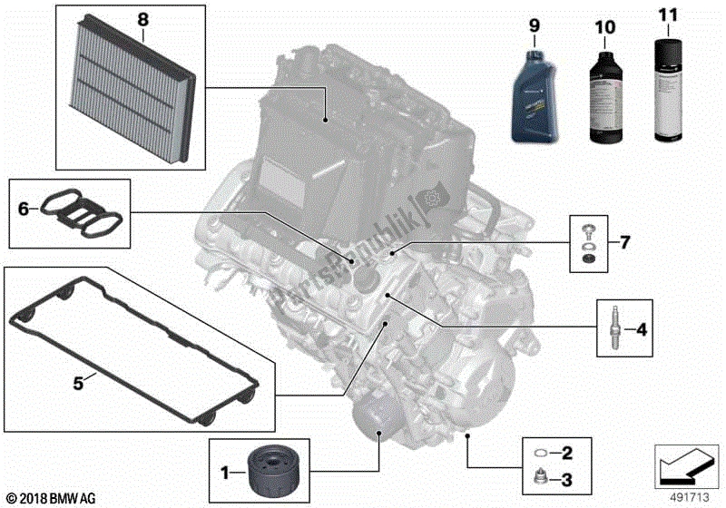 Todas as partes de óleo Do Motor / Serviço De Manutenção do BMW S 1000 RR K 46 2009 - 2011