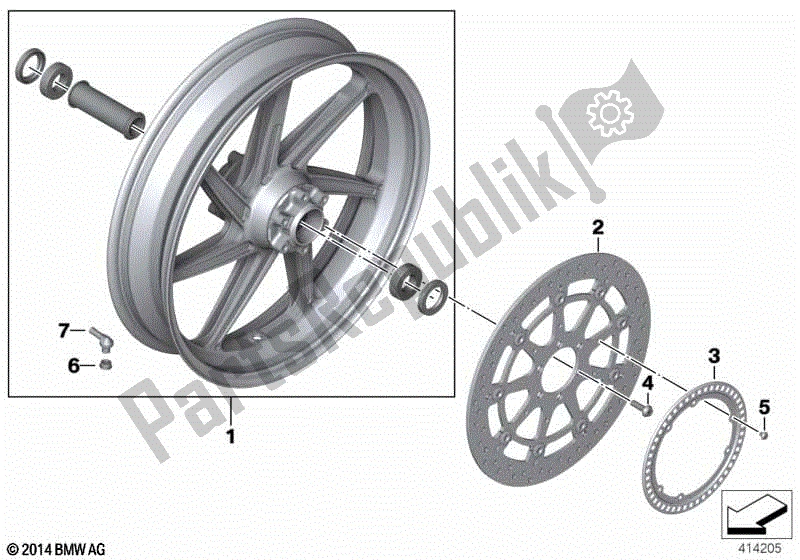 All parts for the Forged Wheel, Front of the BMW S 1000 RR K 46 2009 - 2011