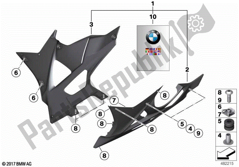 Todas as partes de Spoiler De Motor De Fibra De Carbono Hp do BMW S 1000 RR K 46 2009 - 2011