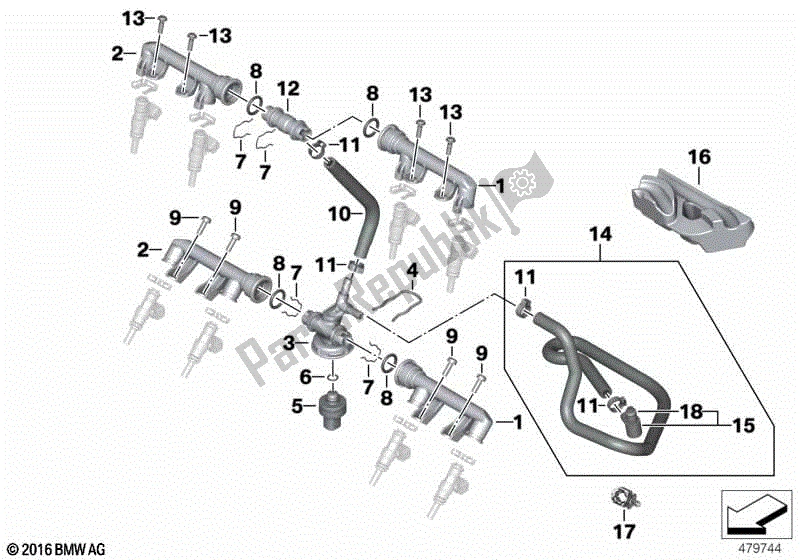 Alle onderdelen voor de Kleppen / Leidingen Van Brandstofinjectiesysteem van de BMW S 1000 RR K 46 2009 - 2011