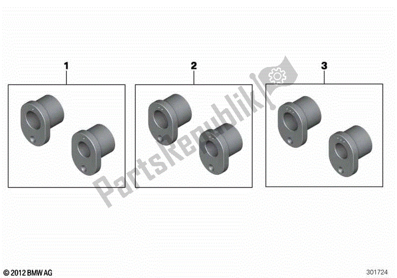 Alle onderdelen voor de Set Bussen Voor Het Draaipunt Van De Achterbrug van de BMW S 1000 RR K 46 2012 - 2014