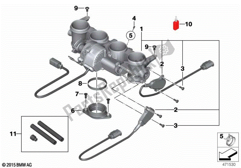 Alle onderdelen voor de Gasklephuis van de BMW S 1000 RR K 46 2012 - 2014