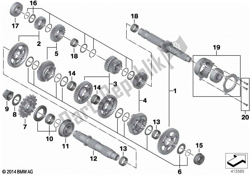 Alle onderdelen voor de Transmissieassen van de BMW S 1000 RR K 46 2012 - 2014