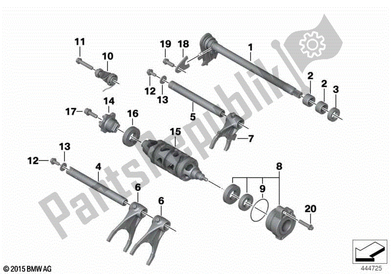 All parts for the 6-speed Transmission Shift Components of the BMW S 1000 RR K 67 2019 - 2021