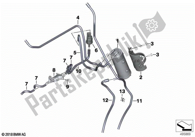 All parts for the Activated Charcoal Filter/fuel Ventilat of the BMW S 1000 RR K 67 2019 - 2021