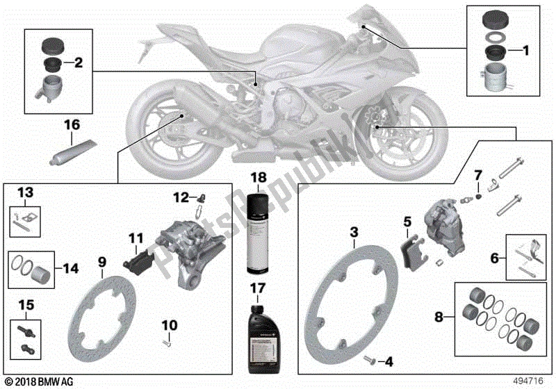 All parts for the Brake Service of the BMW S 1000 RR K 67 2019 - 2021