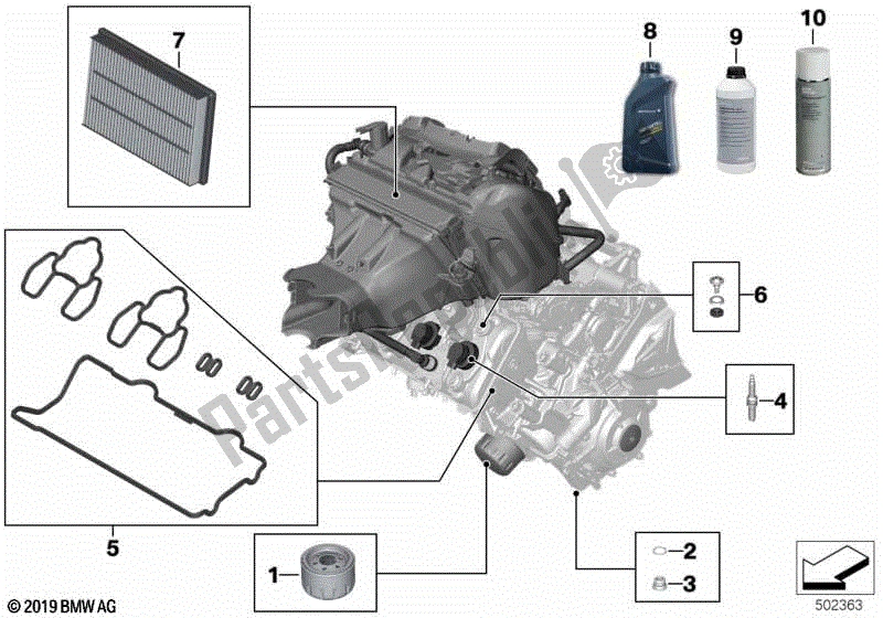 All parts for the Engine Oil / Maintenance Service of the BMW S 1000 RR K 67 2019 - 2021