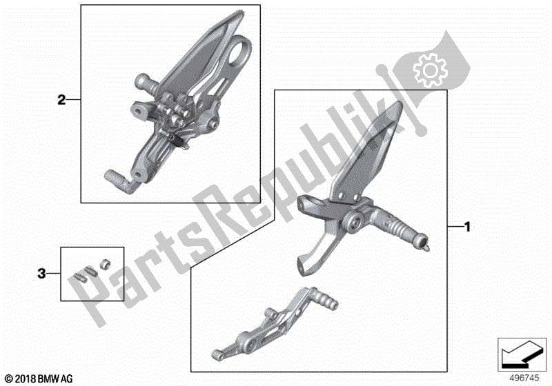 All parts for the Footpeg System of the BMW S 1000 RR K 67 2019 - 2021