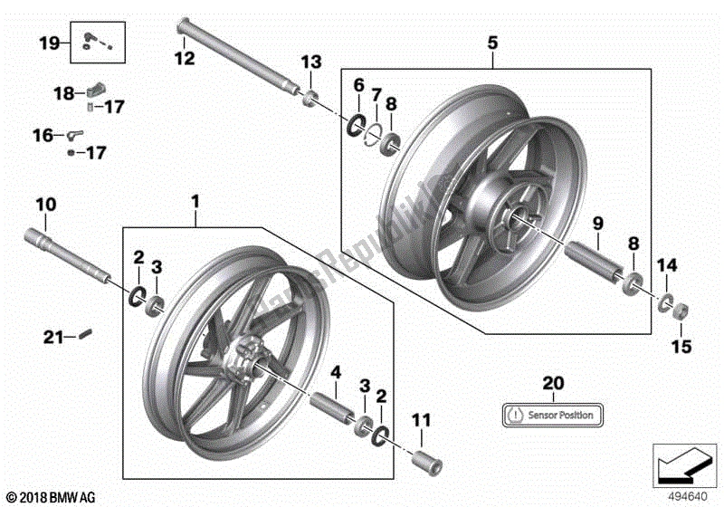 All parts for the Forged Wheels of the BMW S 1000 RR K 67 2019 - 2021