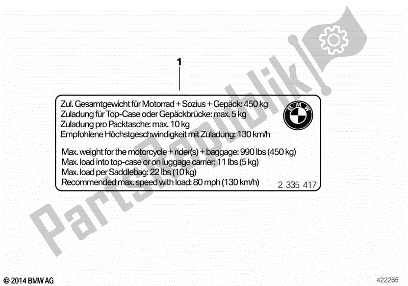 All parts for the Instruction Notice, Payload of the BMW S 1000 RR K 67 2019 - 2021