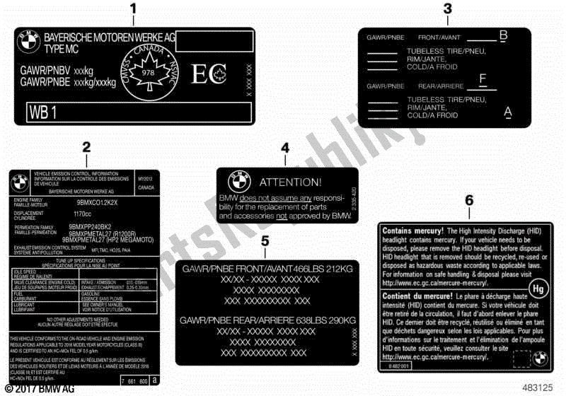 Alle onderdelen voor de Labels Voor Canada van de BMW S 1000 RR K 67 2019 - 2021