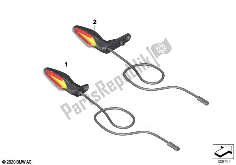 All parts for the Multifunctional Turn Signals of the BMW S 1000 RR K 67 2019 - 2021