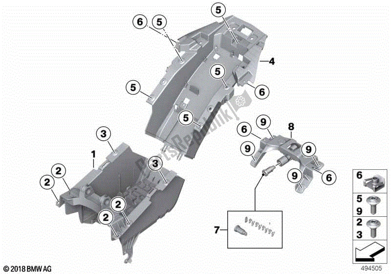 All parts for the Rear Carrier Part of the BMW S 1000 RR K 67 2019 - 2021