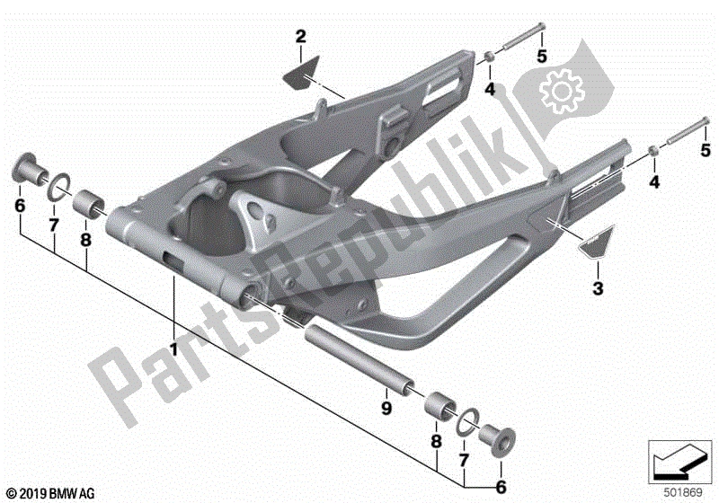 Alle onderdelen voor de Achterwiel Zwaaiende Arm van de BMW S 1000 RR K 67 2019 - 2021